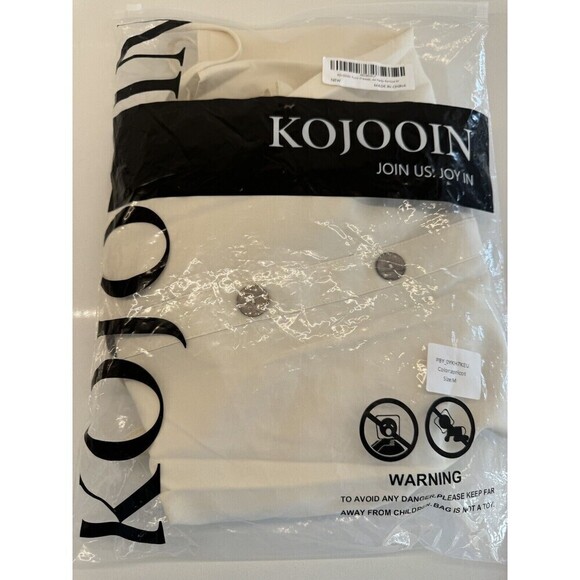 KOJOOIN Women's punk dress apricot off shoulder Short Sleeve front button M - Picture 8 of 8